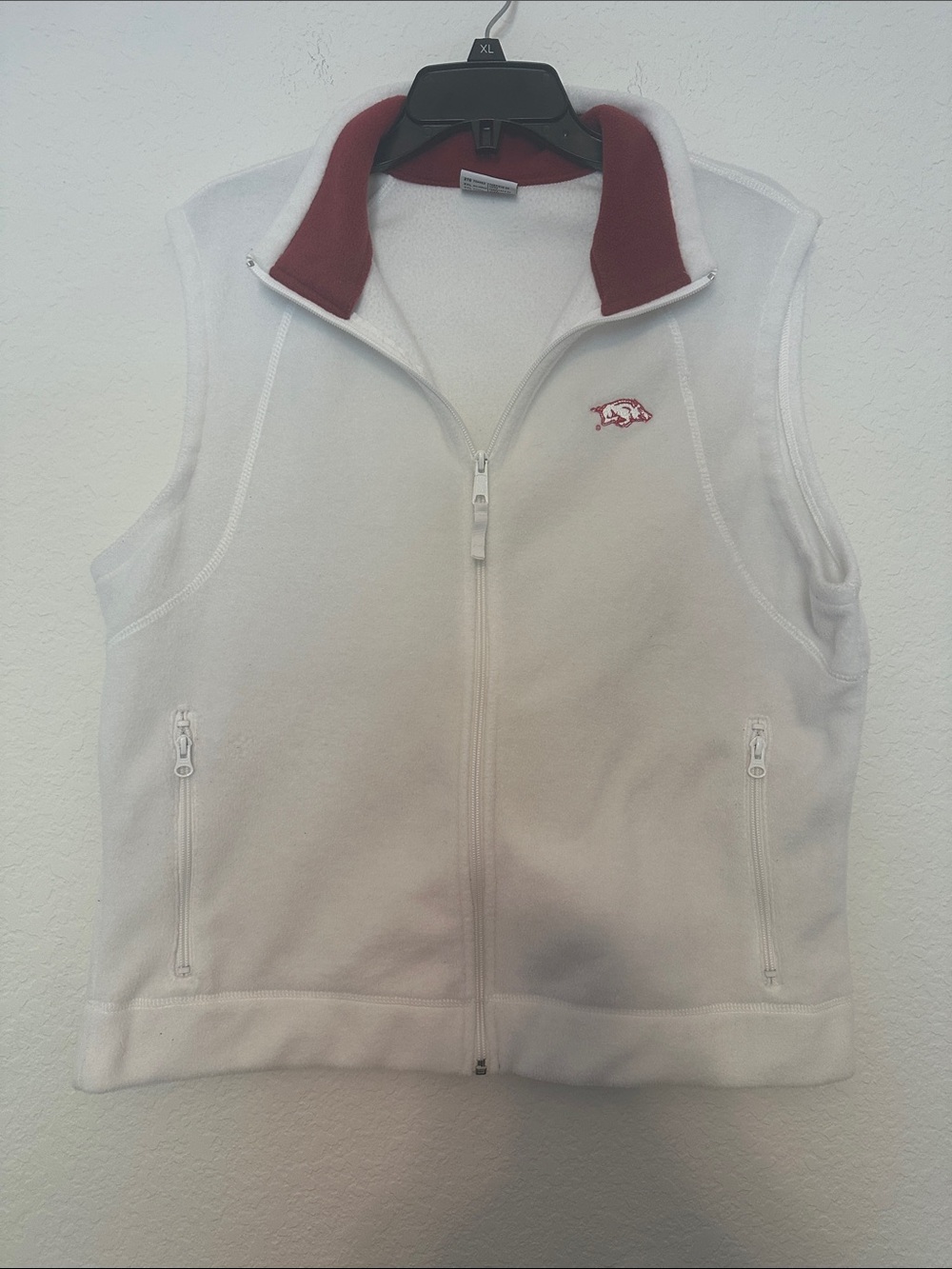 Columbia Arkansas Razorback White Fleece Vest